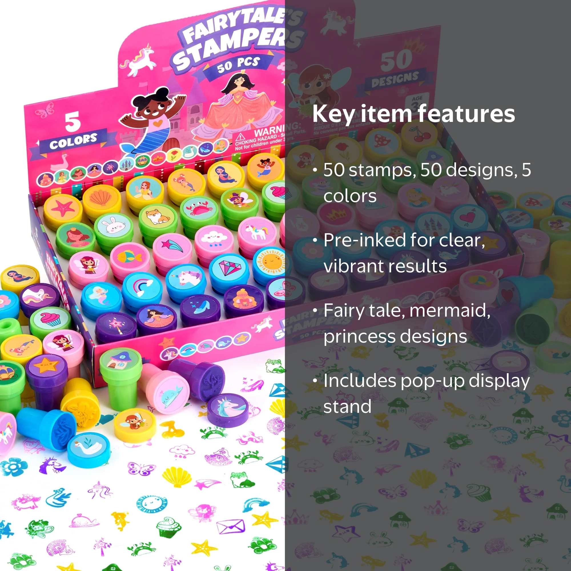 PEPIN❤︎HELLO CANDY Stamp Book & Stamp Set Joyfy, Kids FairyTale's Stamp Set, 50 Designs, Multicolor