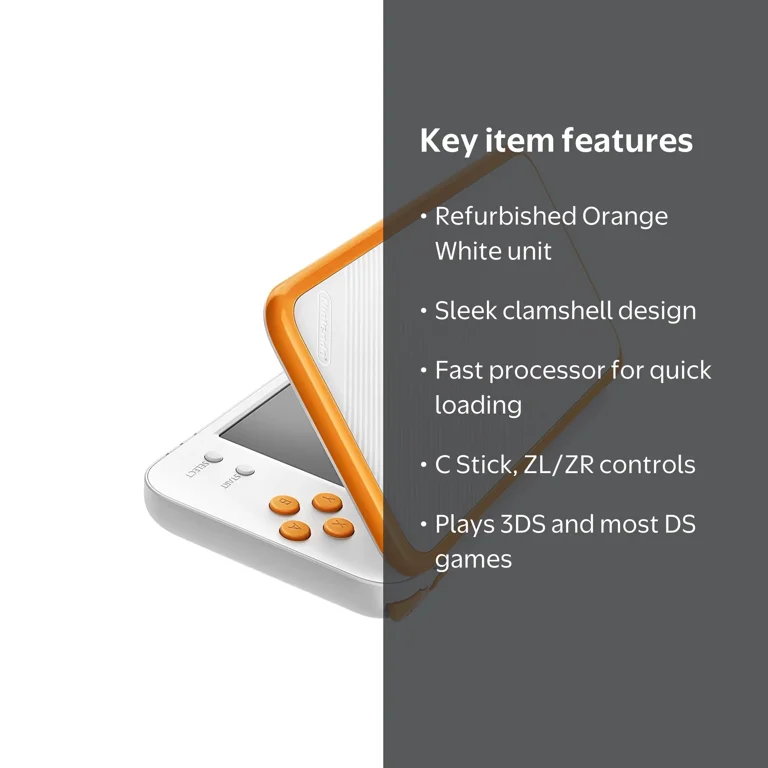 Nintendo, Restored Nintendo 2DS XL, Orange White, Model 2DS XL