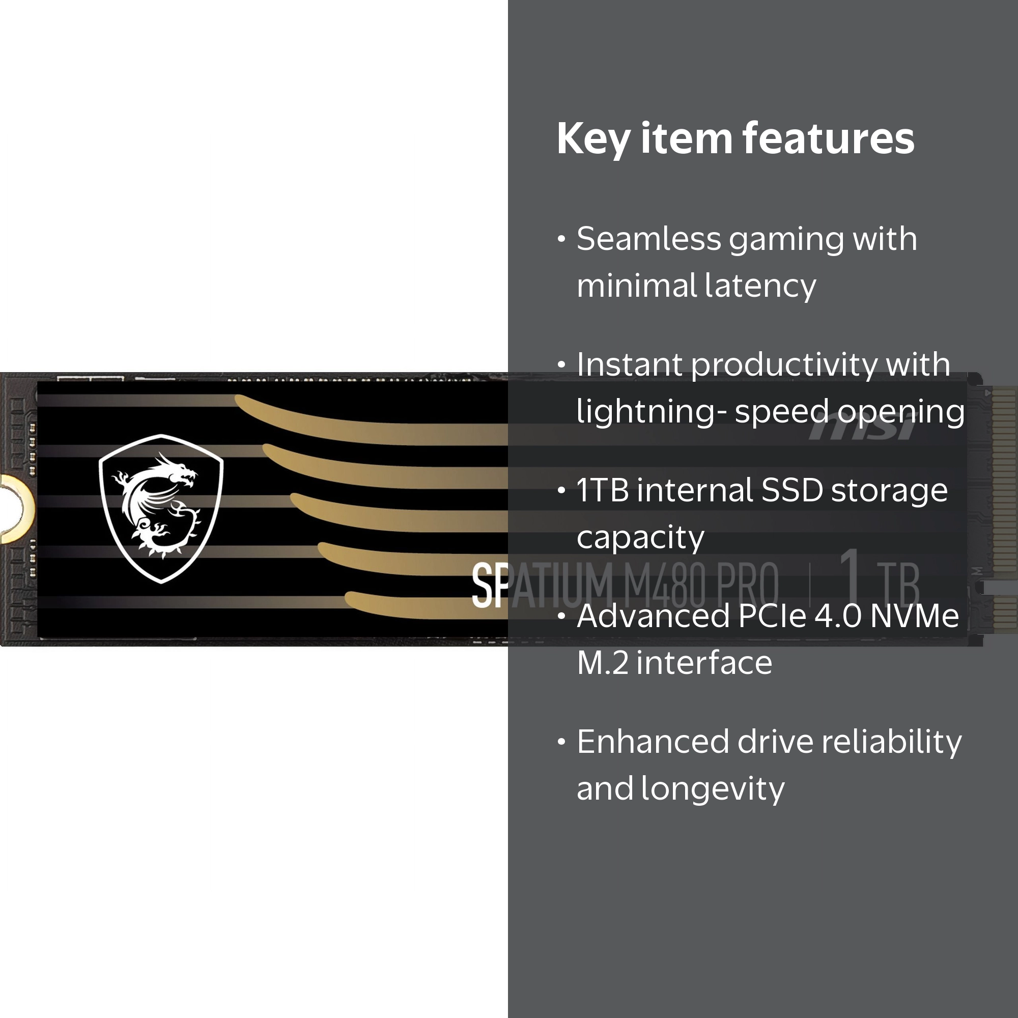 MSI SPATIUM M480 PRO 1TB SSD 健康100% 状態良好 SPATIUM M480 PCIe