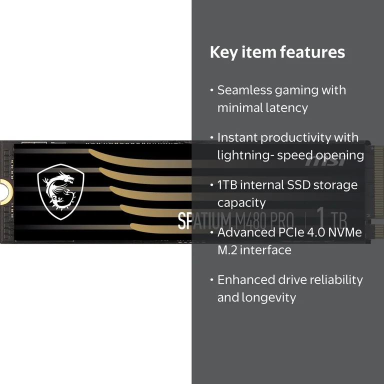 SPATIUM M480 PRO 1TB PCIe 4.0 NVMe M.2 SSD, PCI-Express 4.0 x4