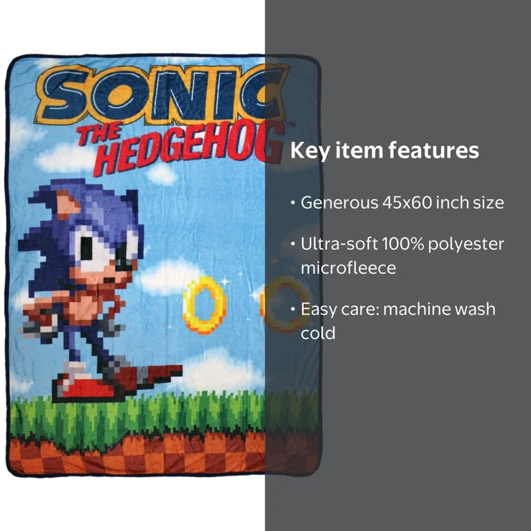 Sonic The Hedgehog Retro Game Title Screen Throw Blanket - Walmart.com