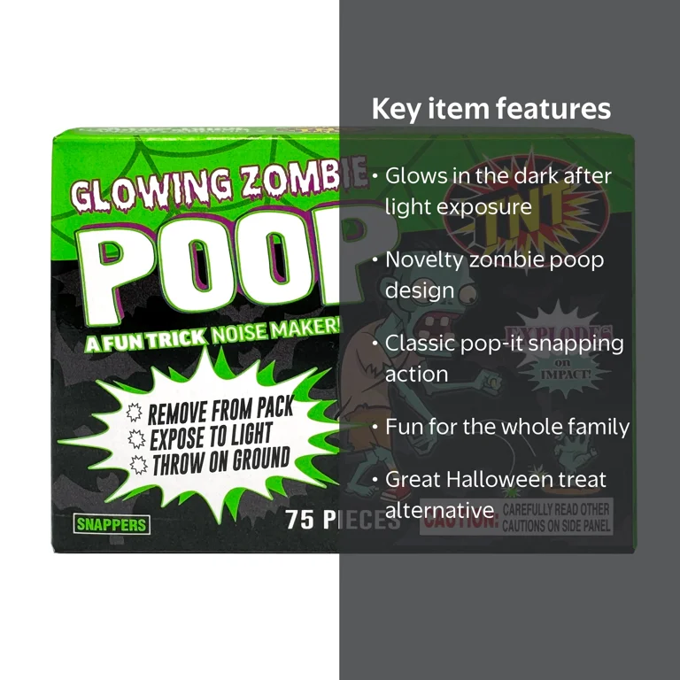 TNT Fireworks Zombie Poop, Novelty Pop Its, Halloween, Party