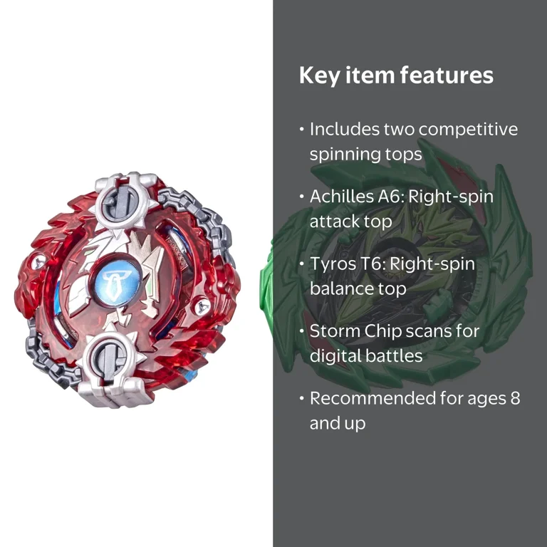 Beyblade Burst Surge Speedstorm Origin Achilles A6 and Tyros T6