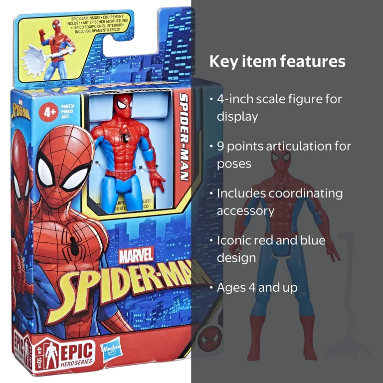 Marvel, Spider-Man Action Figure, Classic 4-inch Epic Hero Series