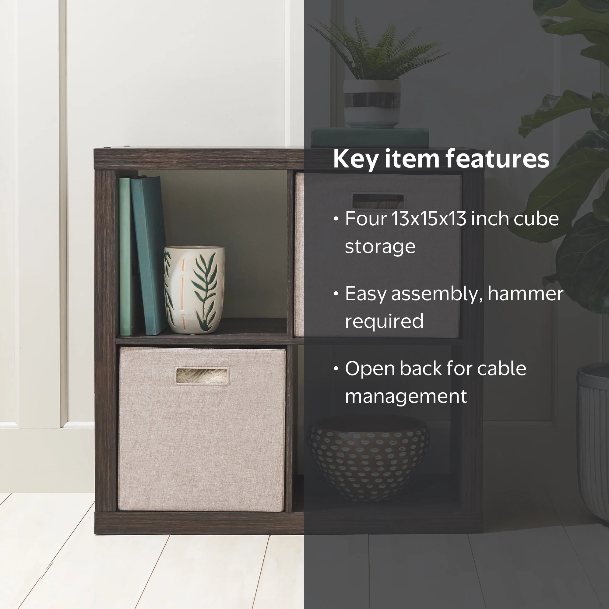 Better Homes & Gardens 4 Cube Storage Organizer, Tobacco Oak
