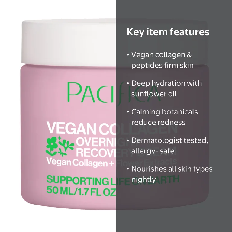 Pacifica Vegan Collagen Overnight Recovery Cream, 1.7 fl oz