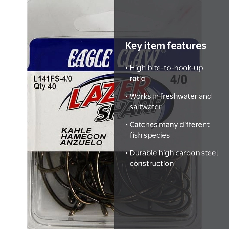 Eagle Claw Lazer Sharp Kahle Offset Hook Bronze Size 4/0 40 Pack