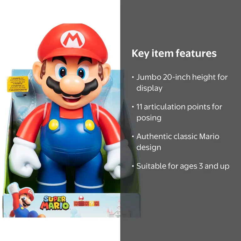 Nintendo Super Mario Official Jumbo 20 inch Deluxe Articulated