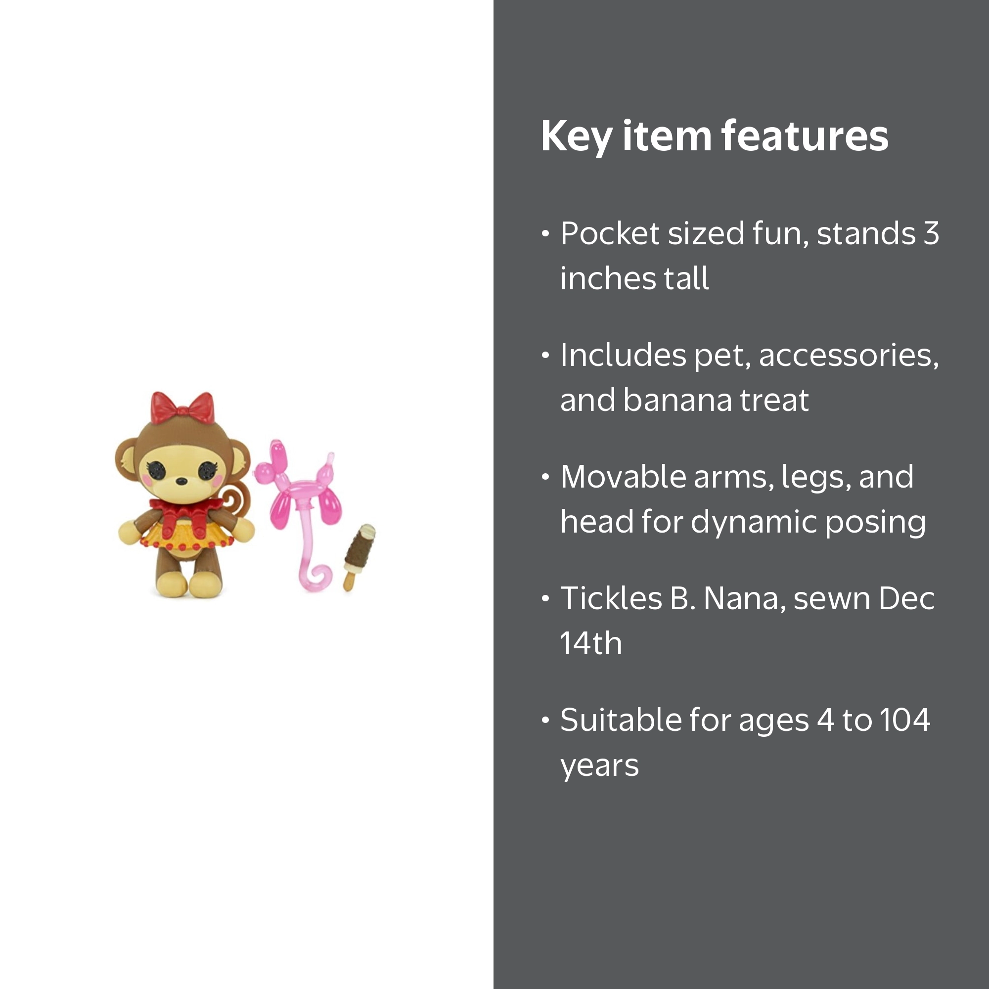 lalaloopsy mini pet pals doll- tickles b. nana - Walmart.com