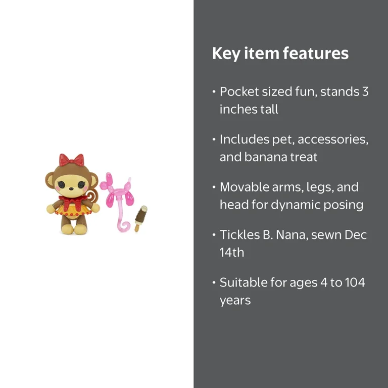 lalaloopsy mini pet pals doll- tickles b. nana - Walmart.com