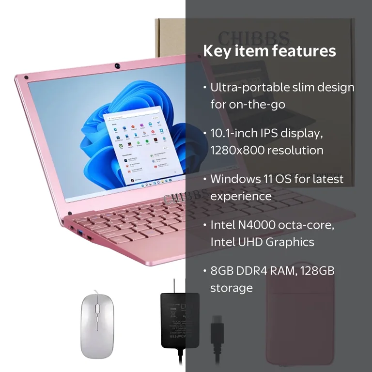 CHIBBS 10.1' Inch Laptop Computer, powered by Windows 11 Intel
