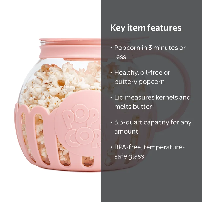 Paris Hilton Glass Popcorn Maker, Healthy Snack, Dishwasher Safe