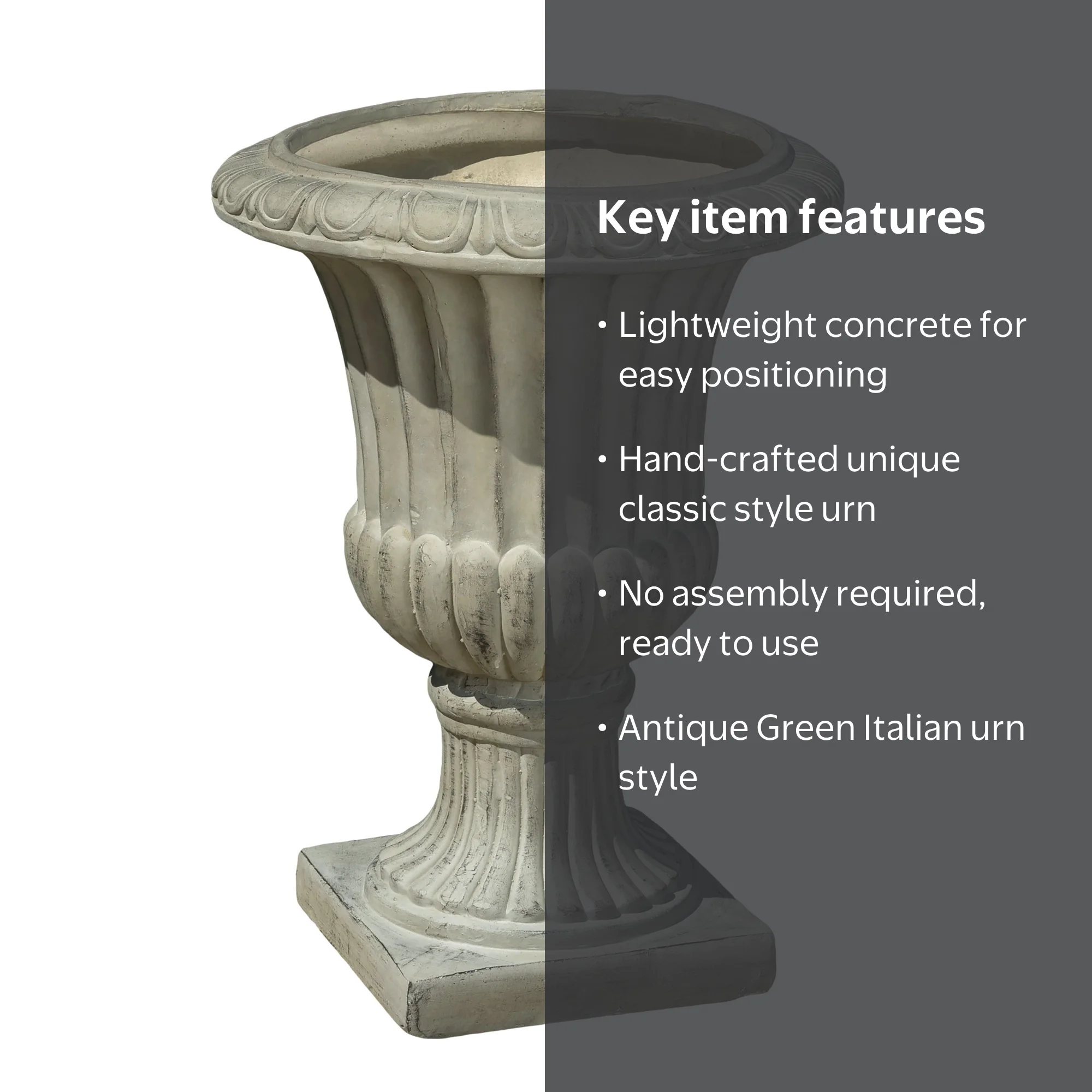 GDF Studio Antique Green Italian Urn Planter - 26-inch for Patio
