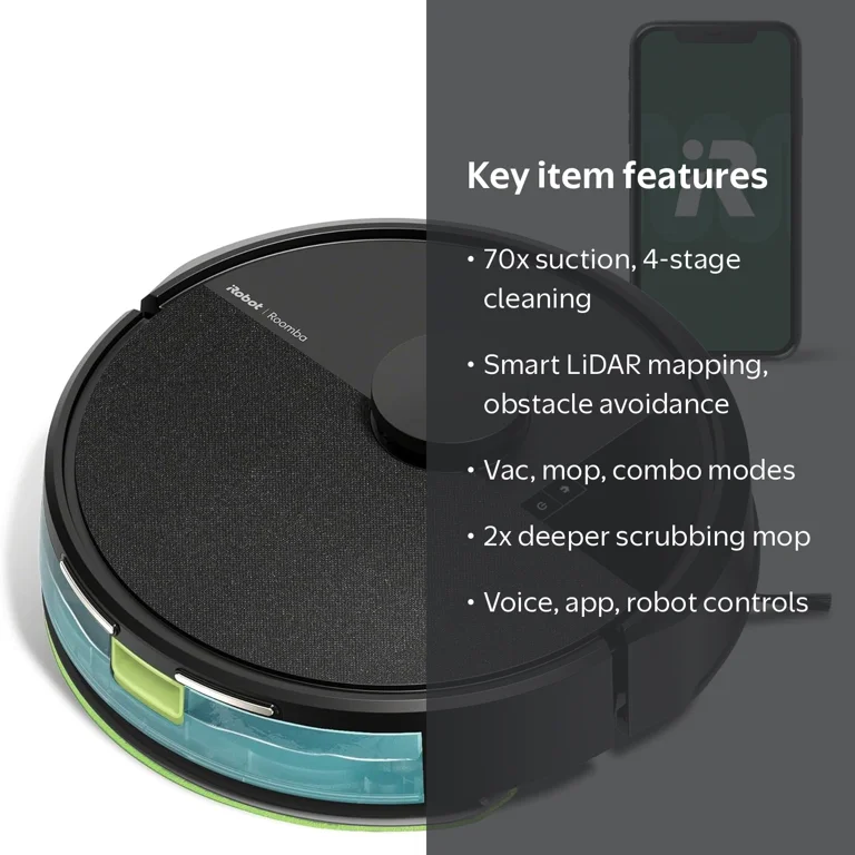 iRobot, Robot Vacuum and Mop, Strong Suction, LiDAR, Alexa