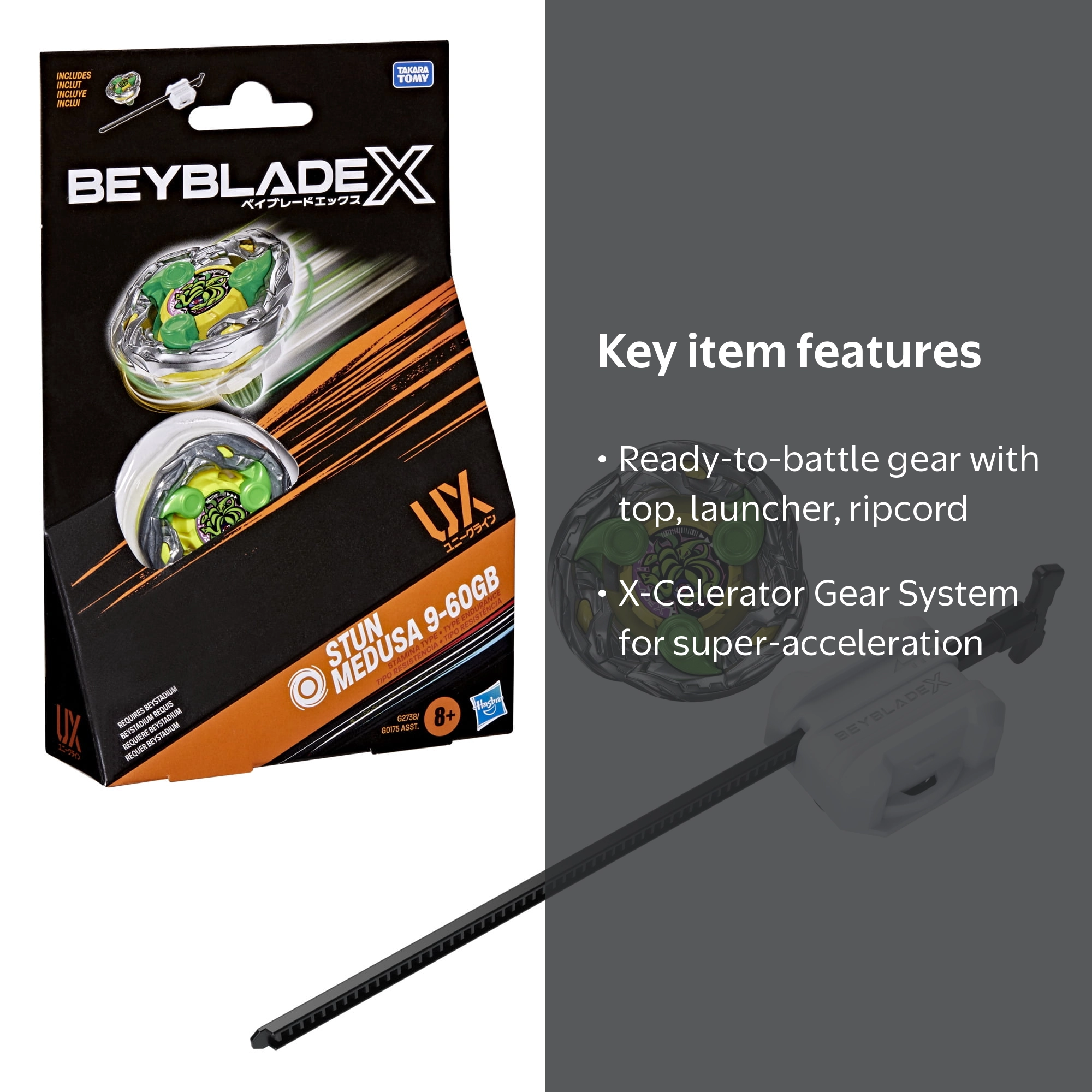 Beyblade X Stun Medusa 9-60GB UX Starter Pack with Top & Launcher