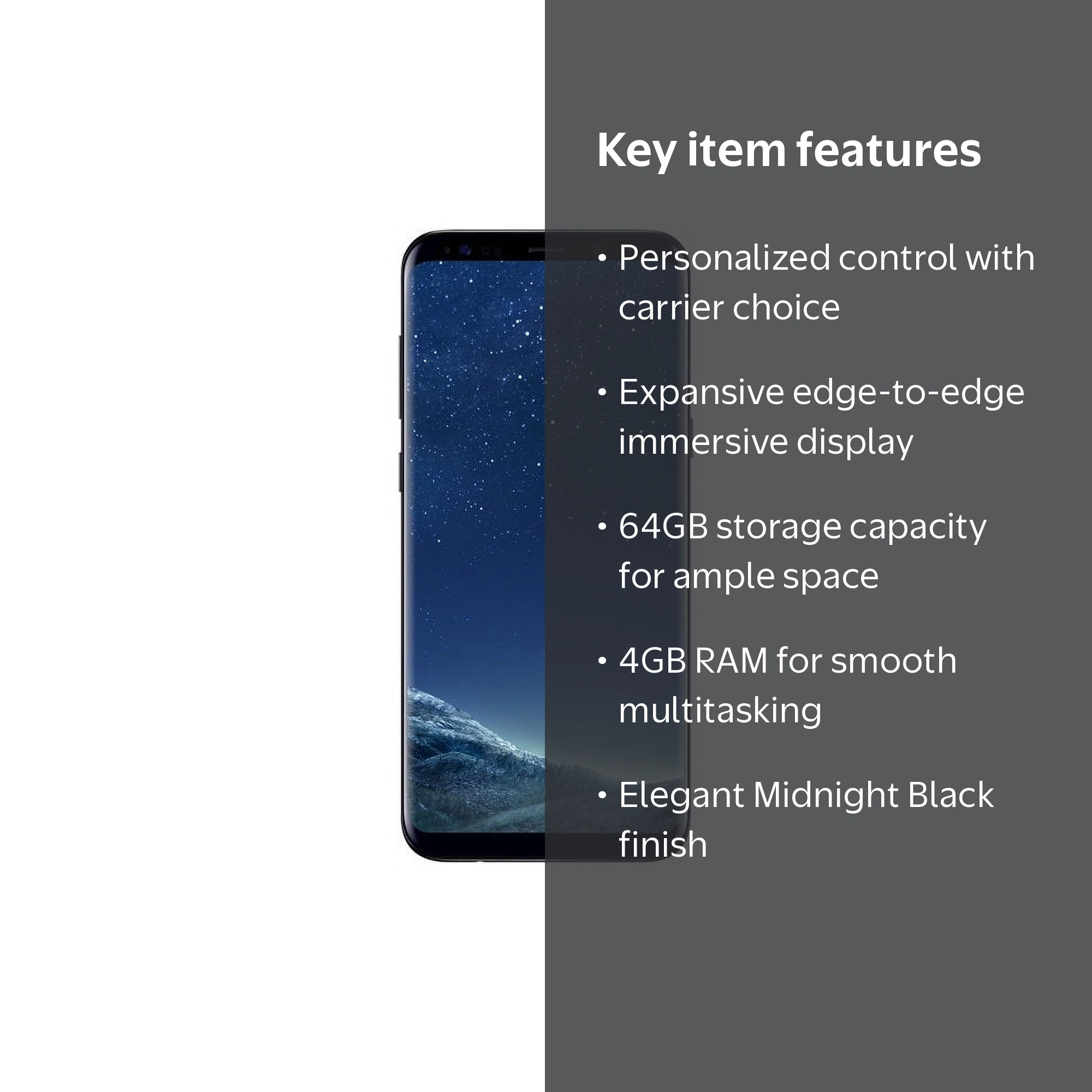 Samsung, Galaxy S8+ Smartphone, 64GB Unlocked, Midnight Black