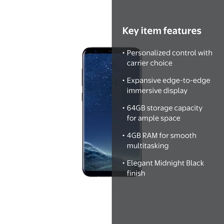 Samsung, Galaxy S8+ Smartphone, 64GB Unlocked, Midnight Black