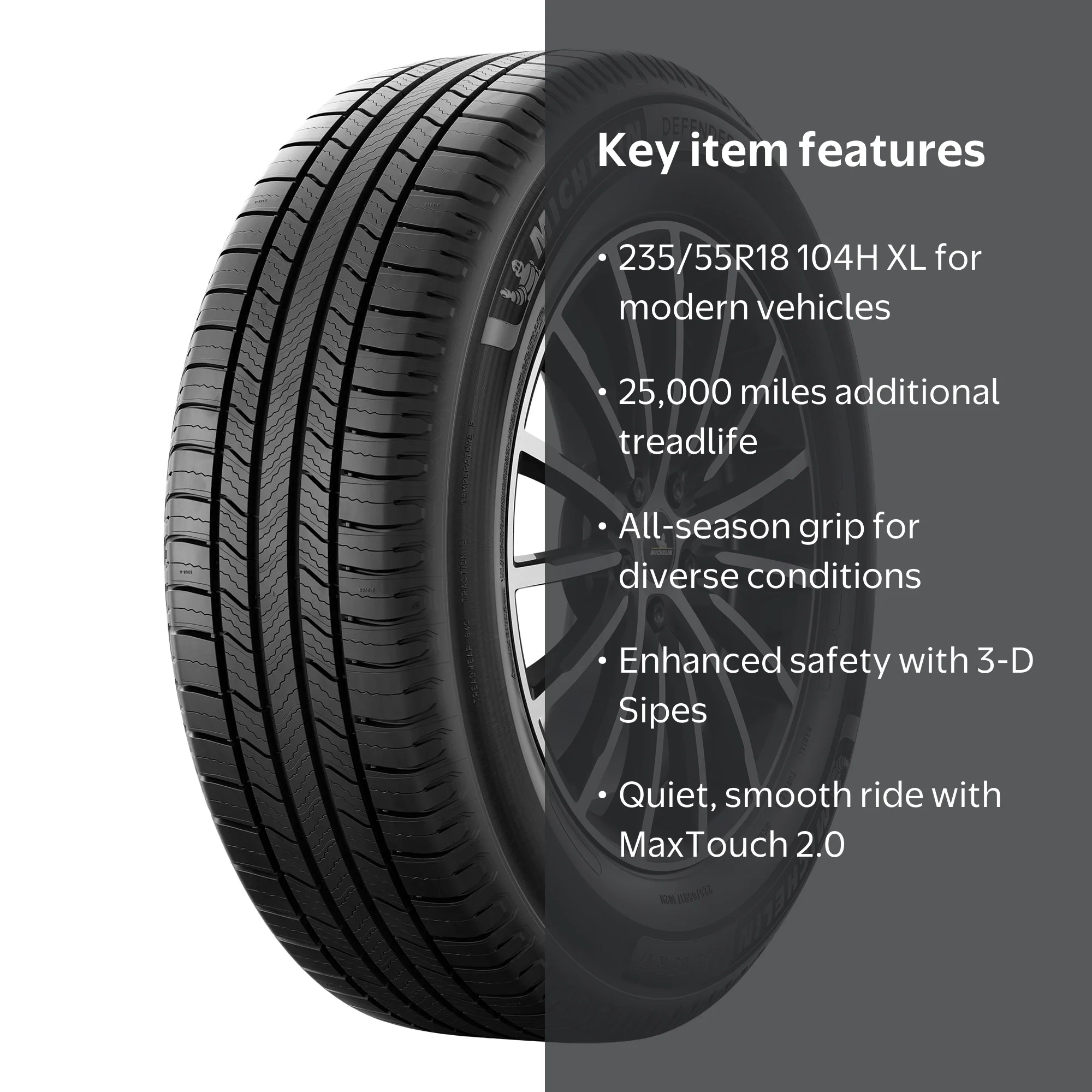Michelin Defender 2 235/55R18 104H XL Tire - Walmart.com