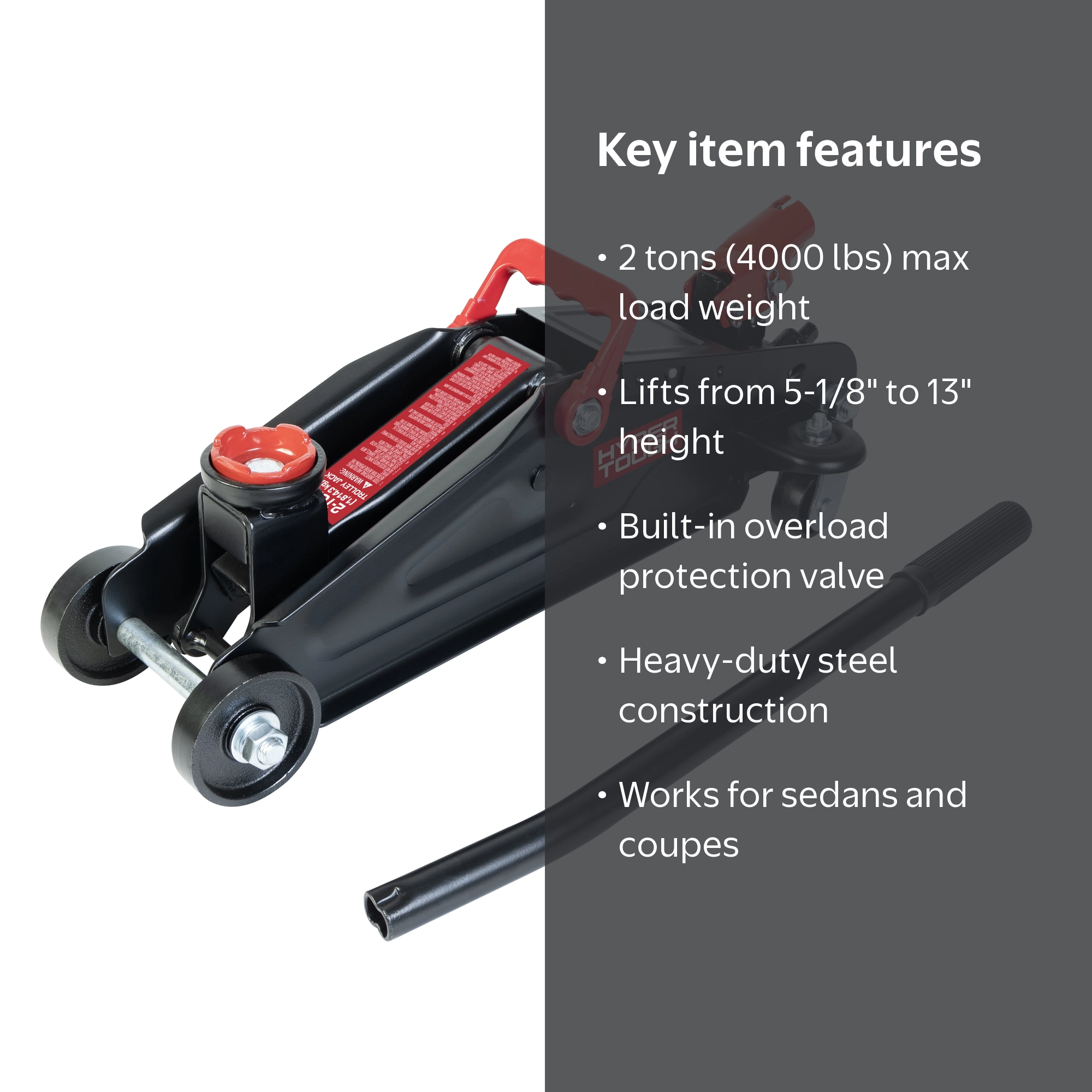 Hyper Tough T82011W Trolley Jack, Work for Sedan and Coupe, 2 Ton