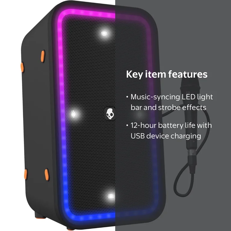 Skullcandy, Stomp XL Bluetooth Speaker, IPX5, 12H Battery, Black