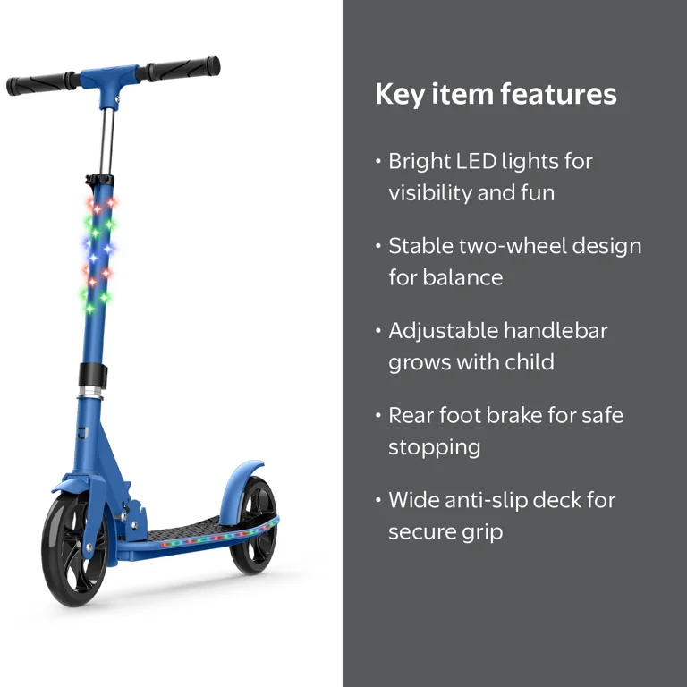 Jetson, Jumbo 2 Wheel Light Up Scooter, Adjustable Handlebar, Blue