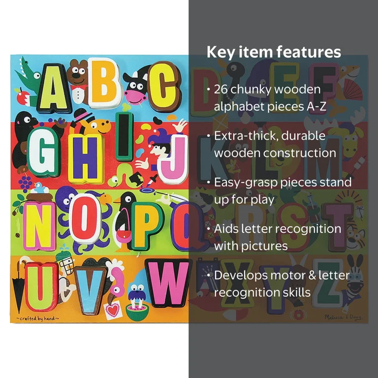 Melissa & Doug Jumbo ABC Wooden Chunky Puzzle (26 pcs) - Walmart.com