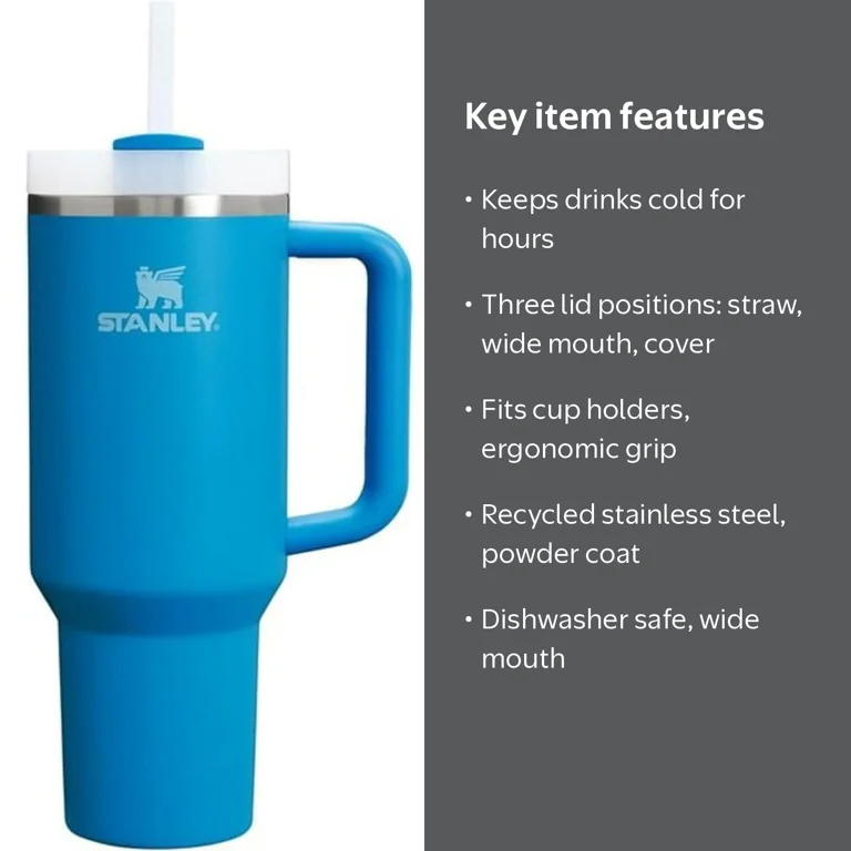 STANLEY, Stainless Steel Vacuum Insulated Tumbler, 40 oz, Azure