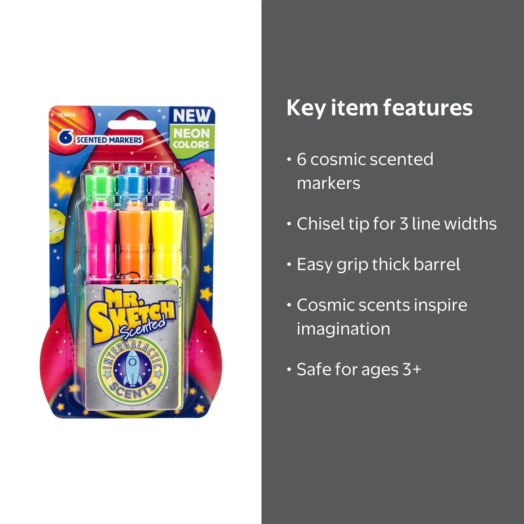 Mr. Sketch Scented Markers, Intergalactic Neon, Chisel Tip, 6 Pack