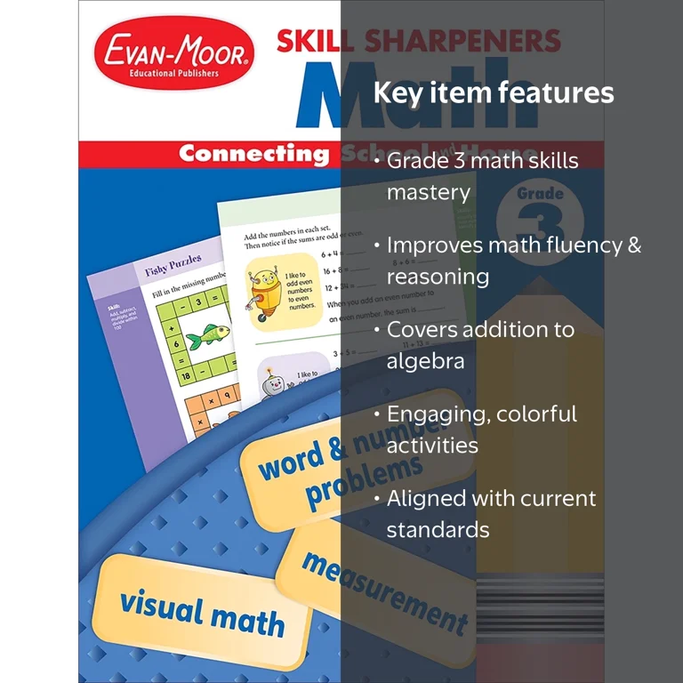 Evan-Moor Skill Sharpeners Math Workbook, Grade 3 with Answer Key