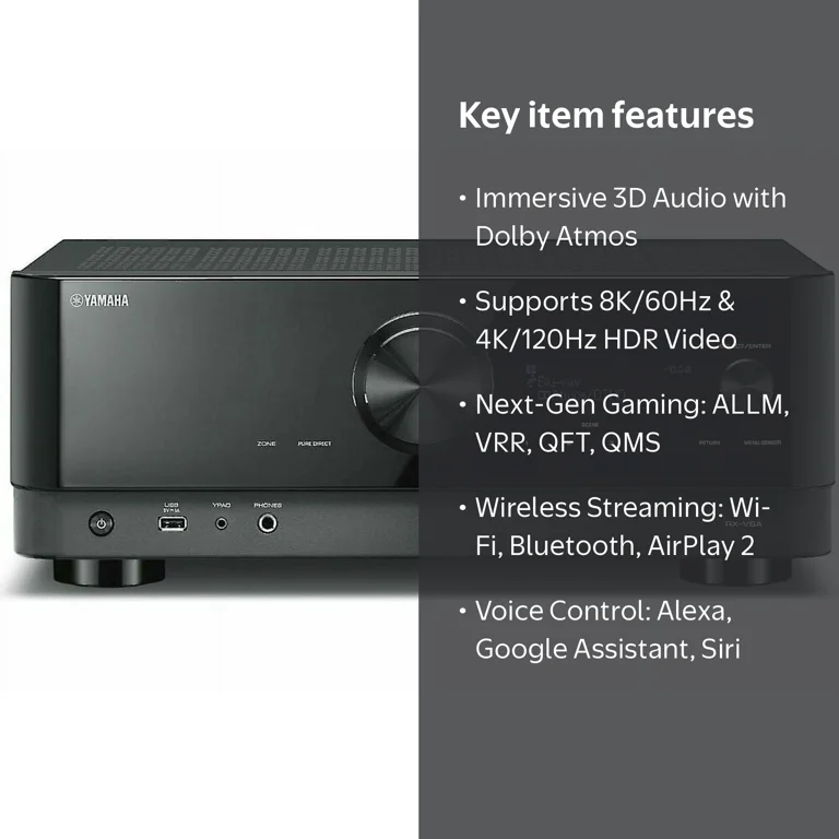 Yamaha RX-V6A 7.2 Channel Home Theater Receiver, Dolby Atmos, Wi