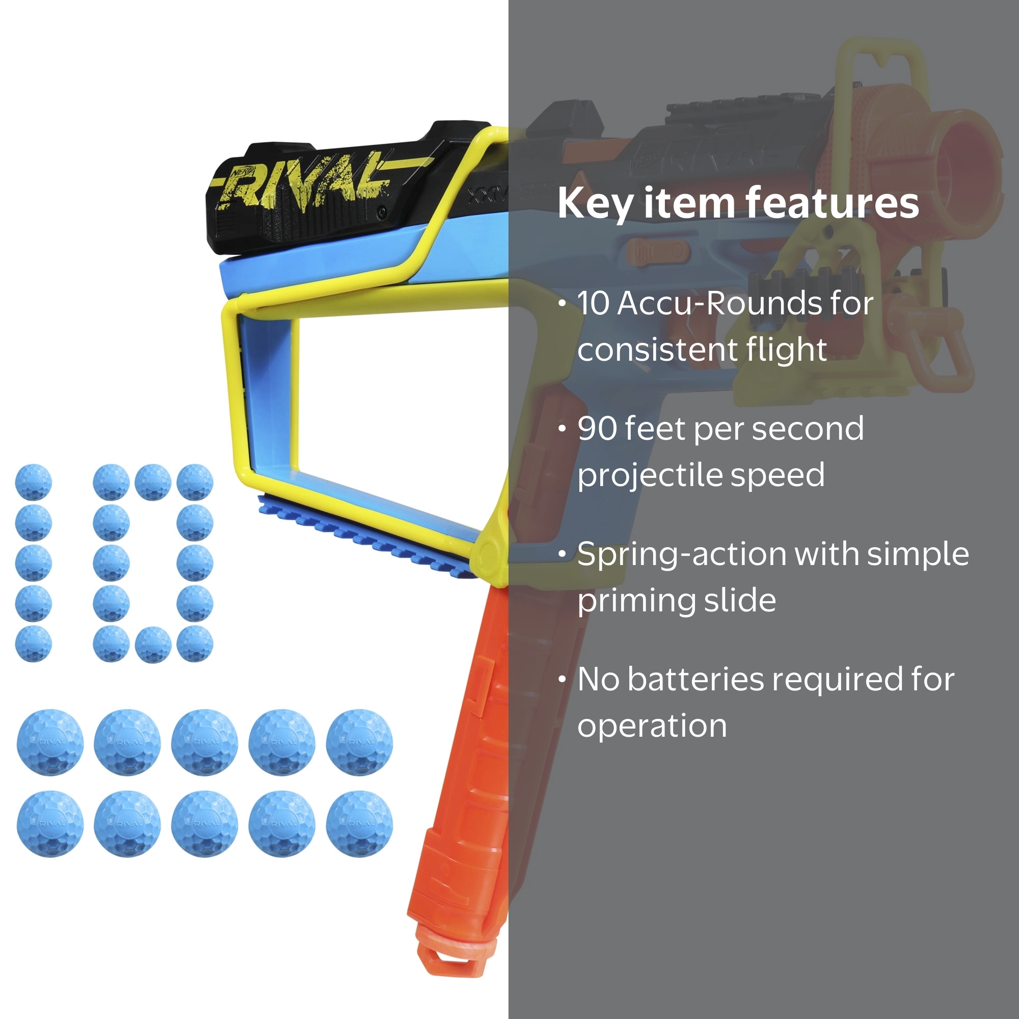 Nerf Rival Mirage XXIV-800 Blaster, 10 Nerf Rival Accu-Rounds, 8