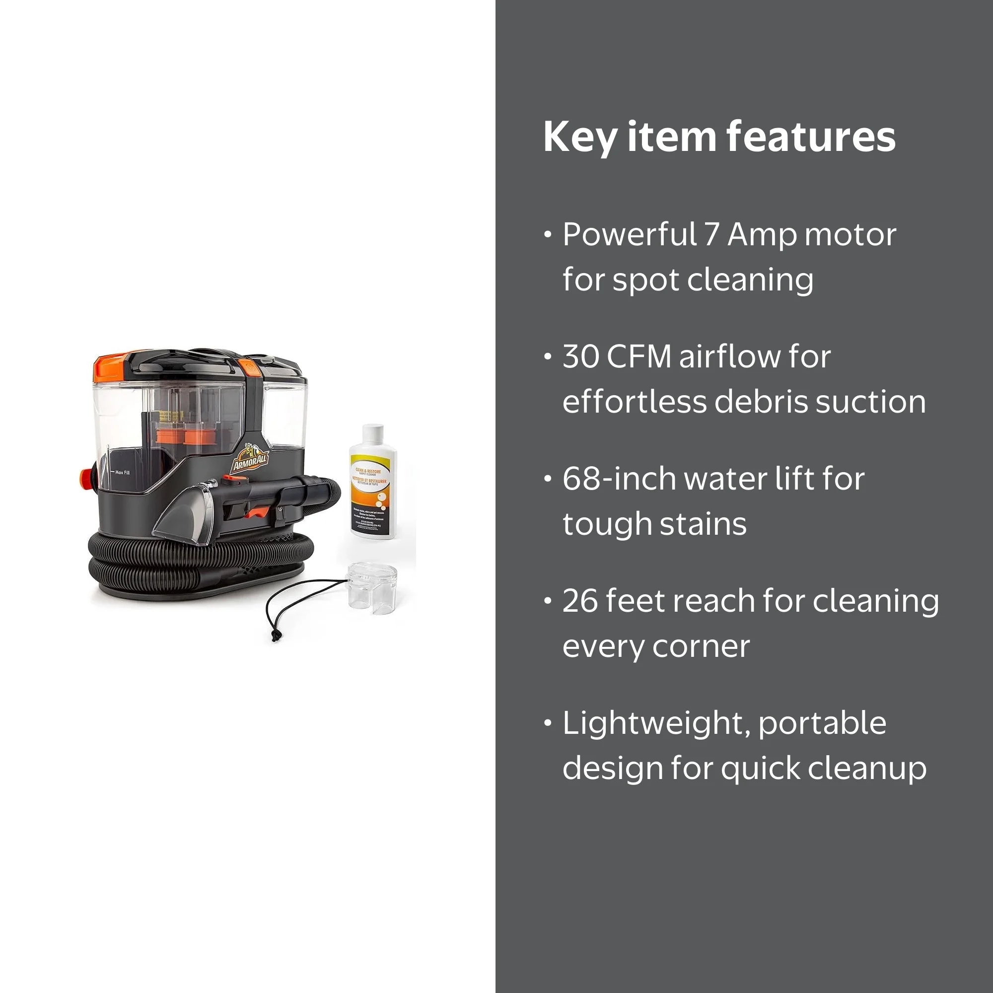 Armor All SCA702 7 Amp Portable Spot Cleaner for Car & Upholstery