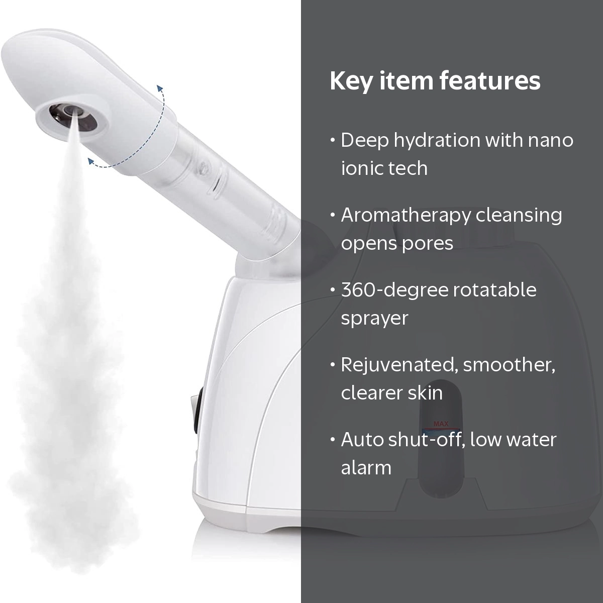 Portable Facial Steamer, Nano Ionic Face Steamer with 180