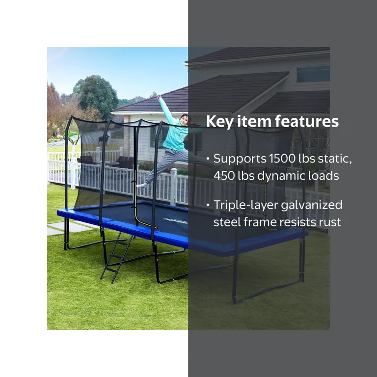 Zupapa 1500LBS Capacity Rectangle Trampoline, 9'x15' 8'x14