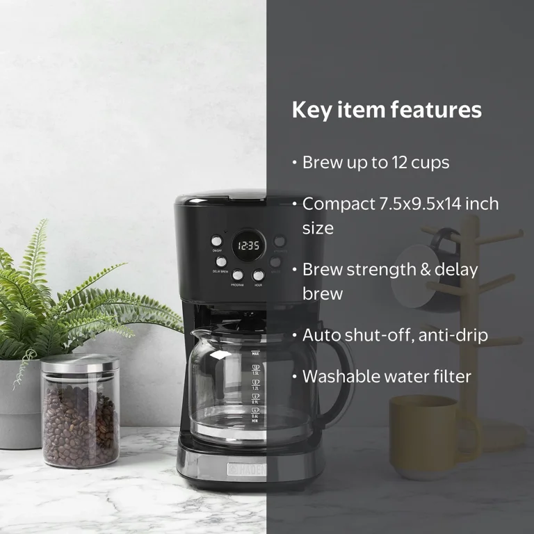 Haden, Coffee Machine, 12 Cup Programmable, Black & Chrome
