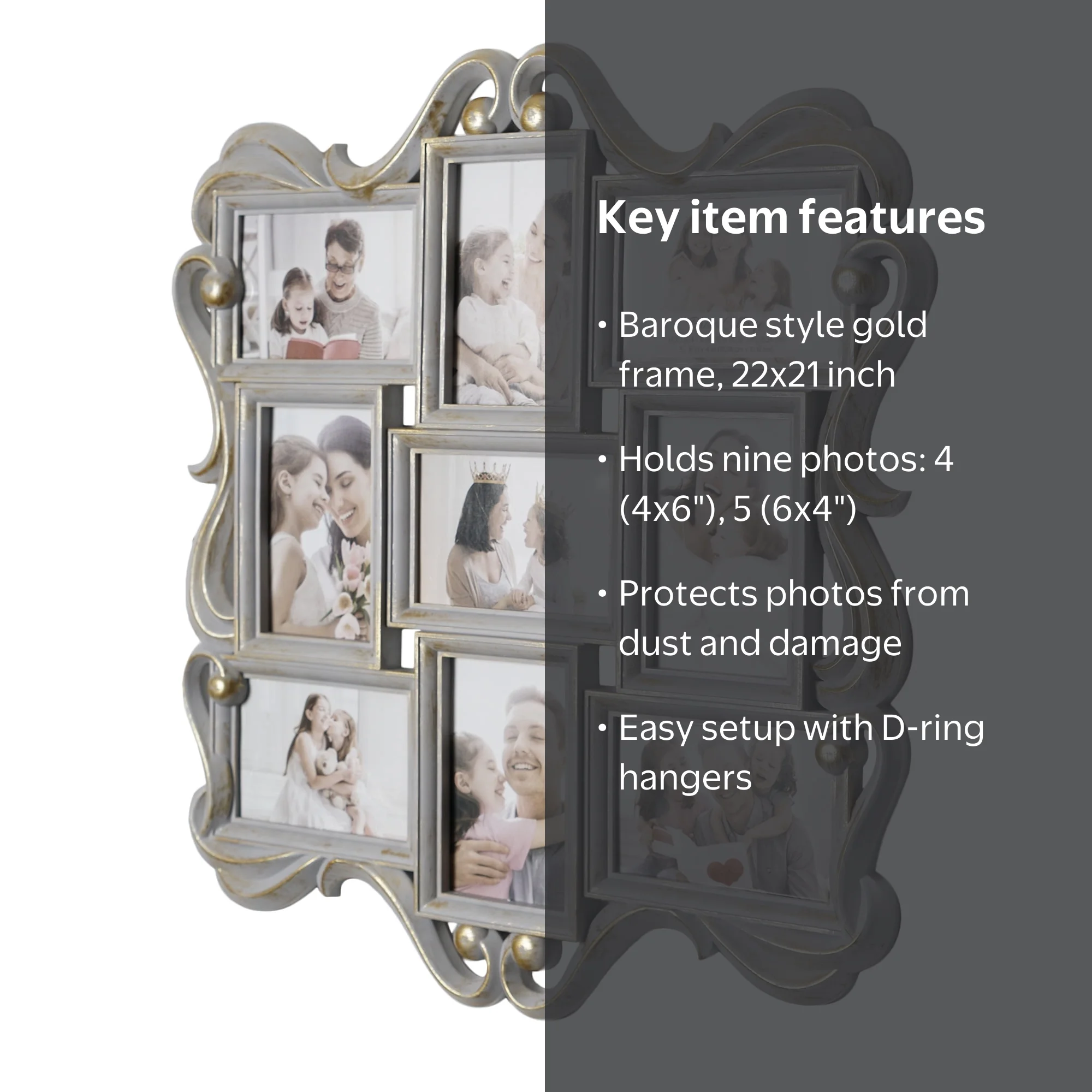 Crystal Art Gallery Distressed Gray & Gold Baroque Vintage Style