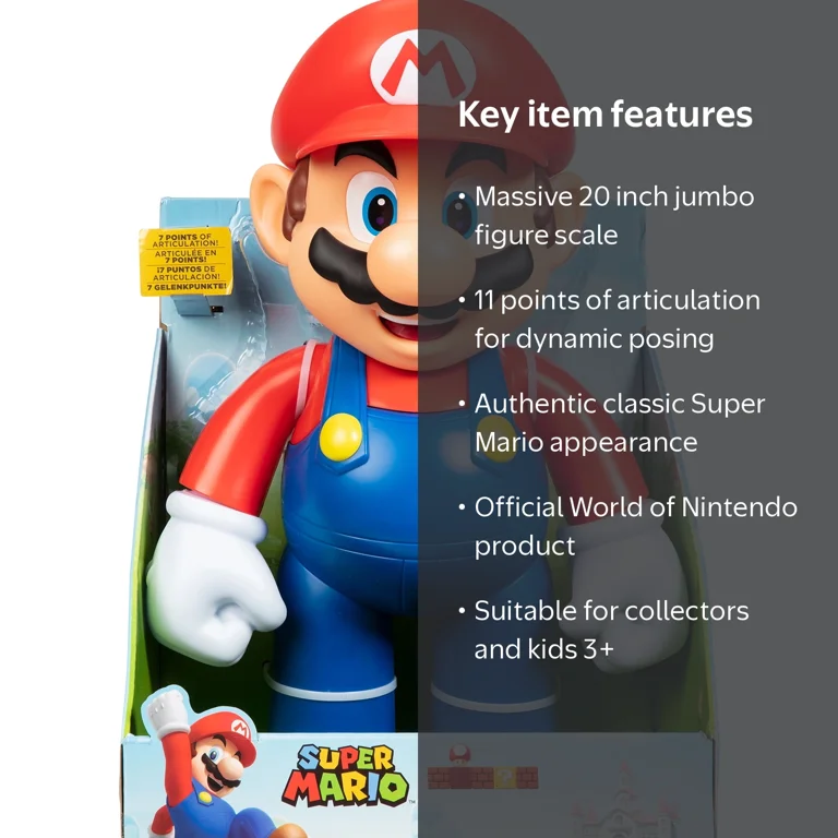 Nintendo Super Mario Official Jumbo 20 inch Deluxe Articulated