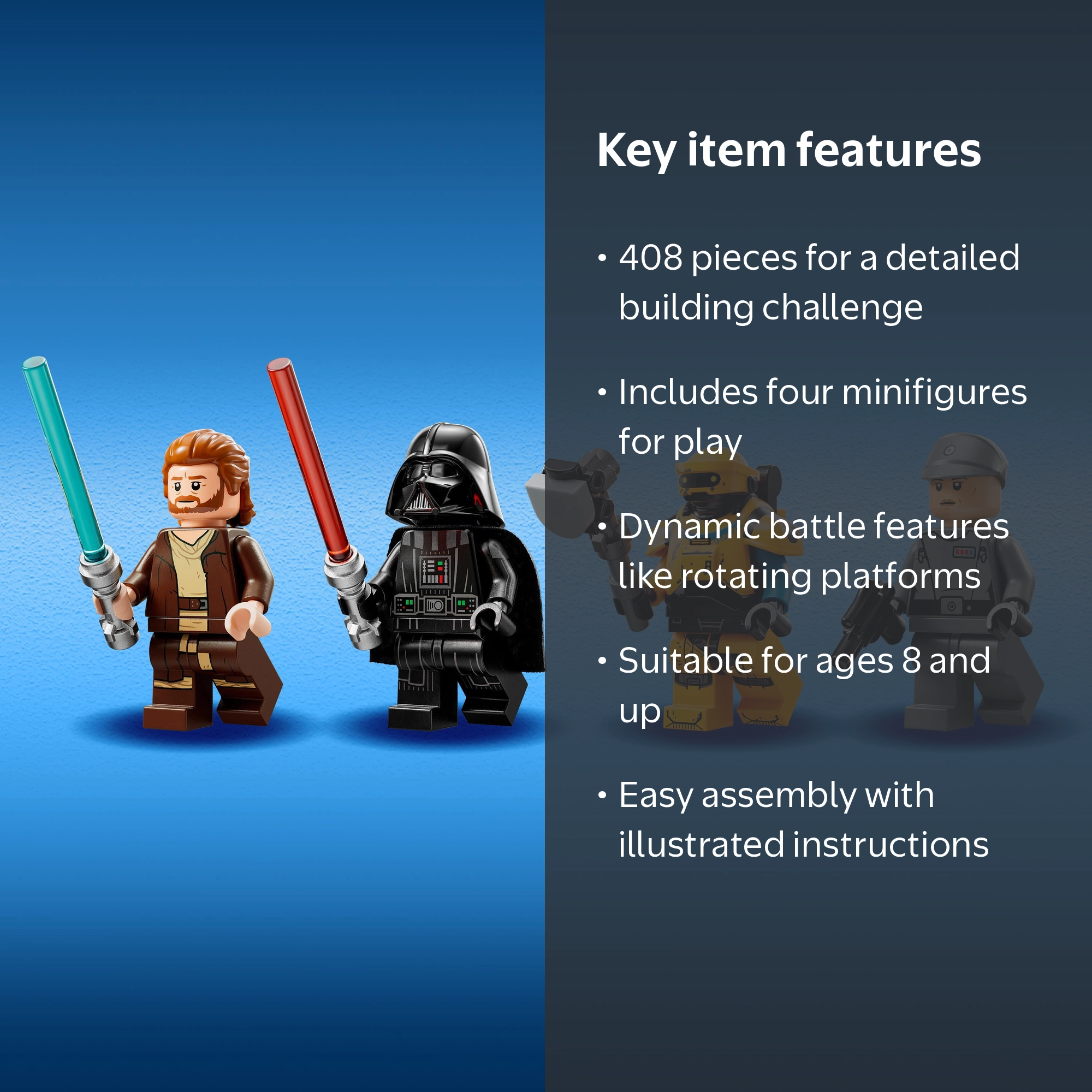LEGO, Star Wars Obi-Wan Kenobi vs Darth Vader, 75334, 408 Pieces