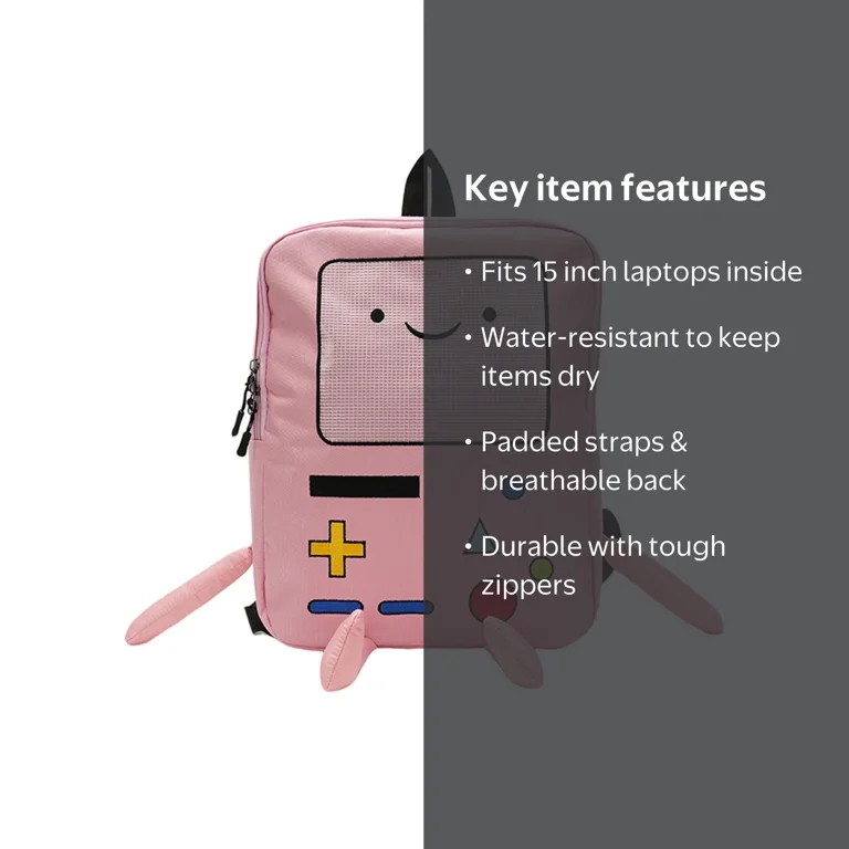 Adventure Time Backpack - 15.3 Inches BeeMore Cartoon Robot Travel