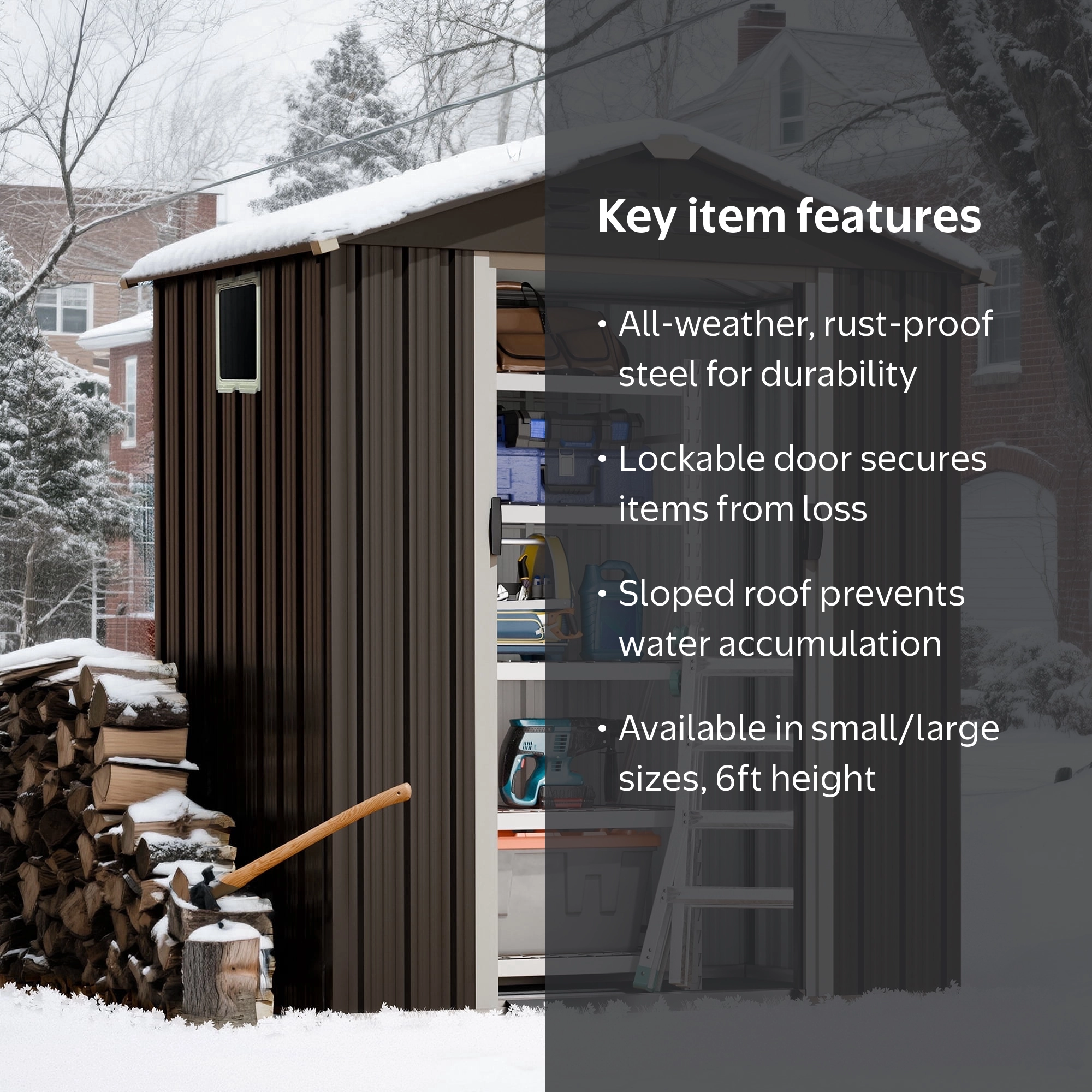 OKB  Sobaniilo, Outdoor Storage Shed, Gray, 5' x 3' x 6' with Lockable