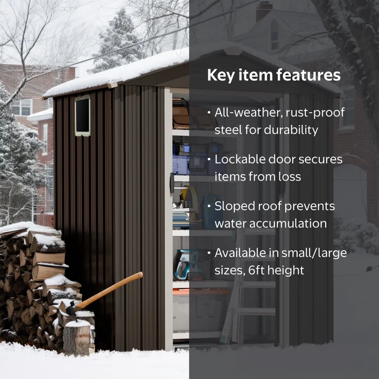 Sobaniilo, Outdoor Storage Shed, Gray, 5' x 3' x 6' with Lockable