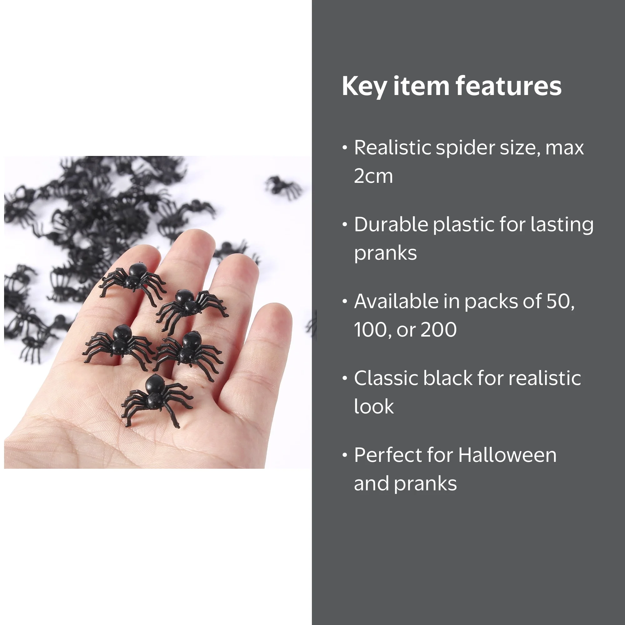 50Pcs Mini Bag of 2cm Scary Plastic Spiders, Small Fake Spider