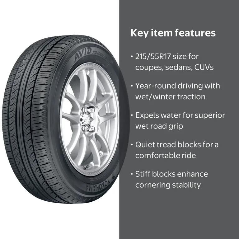 Yokohama Avid Touring-S 215/55R17 94H Tire for Coupes, Sedans