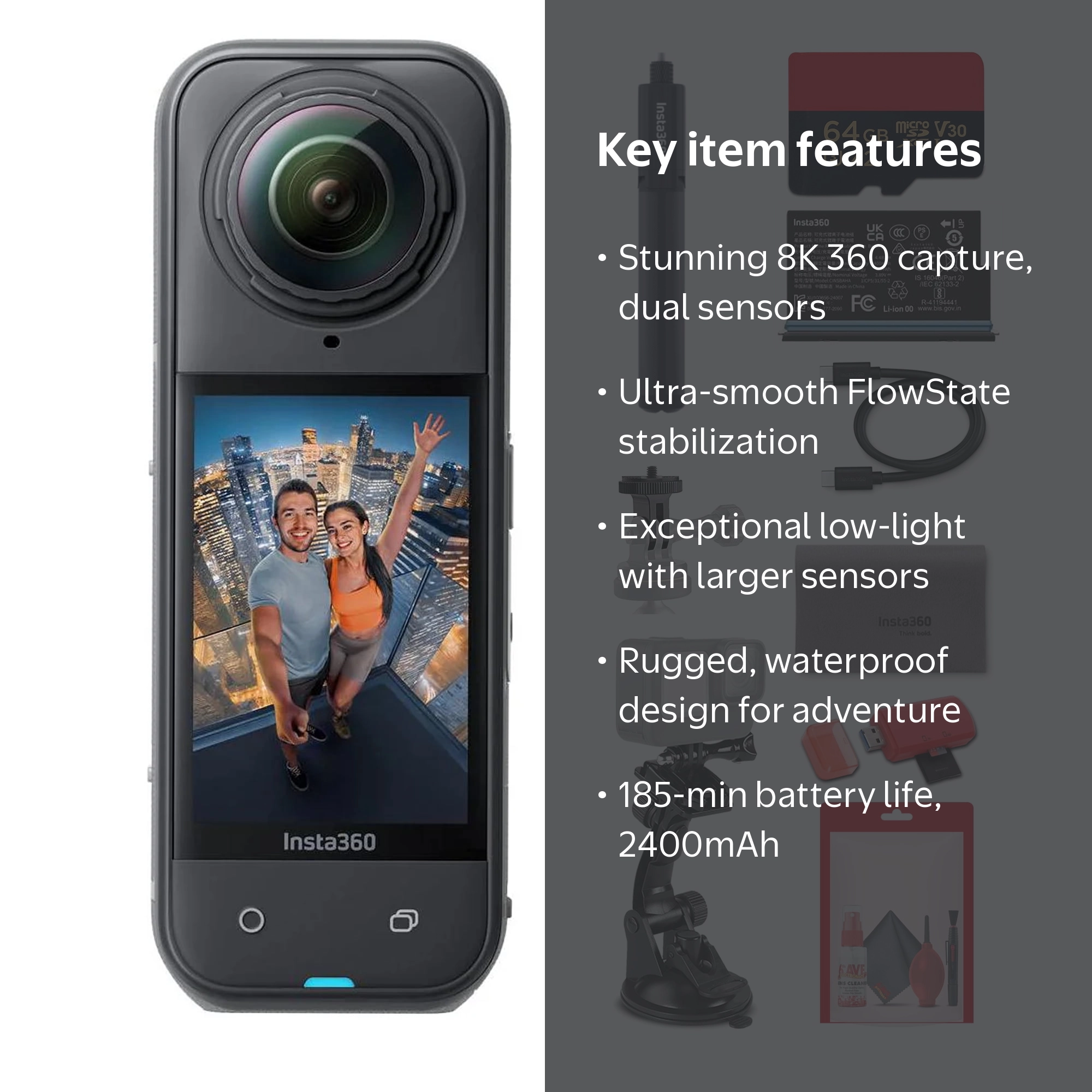 Insta360 X5 8K 360 Waterproof Action Camera | 1/1.28