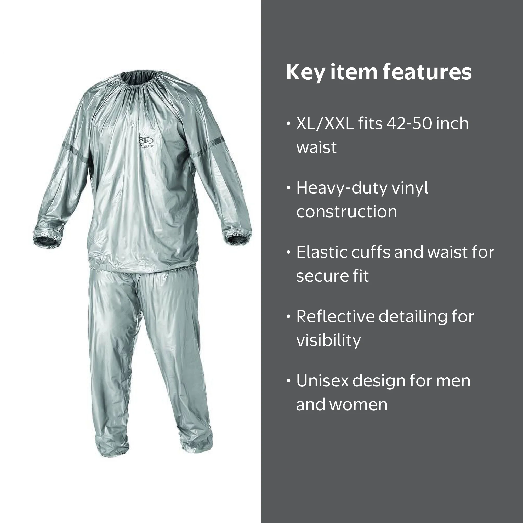 Athletic Works Sauna Suit with Reflective Detailing on Sleeves, X
