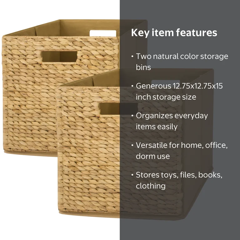 Better Homes & Gardens Fabric Cube Storage Bins, Natural, 2 Pack