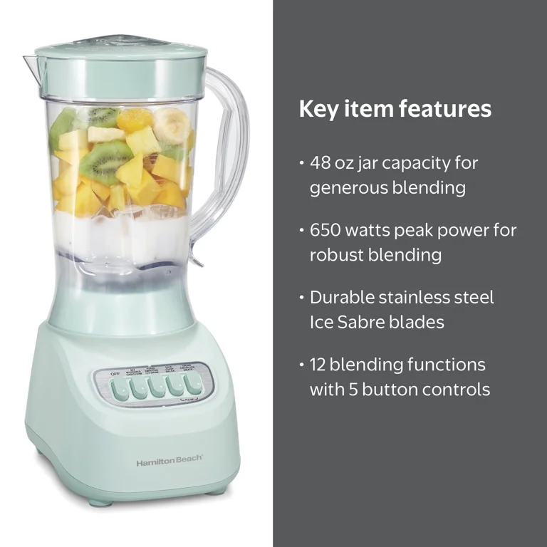 Hamilton Beach Smoothie Blender for Kitchen, 48 oz Jar for