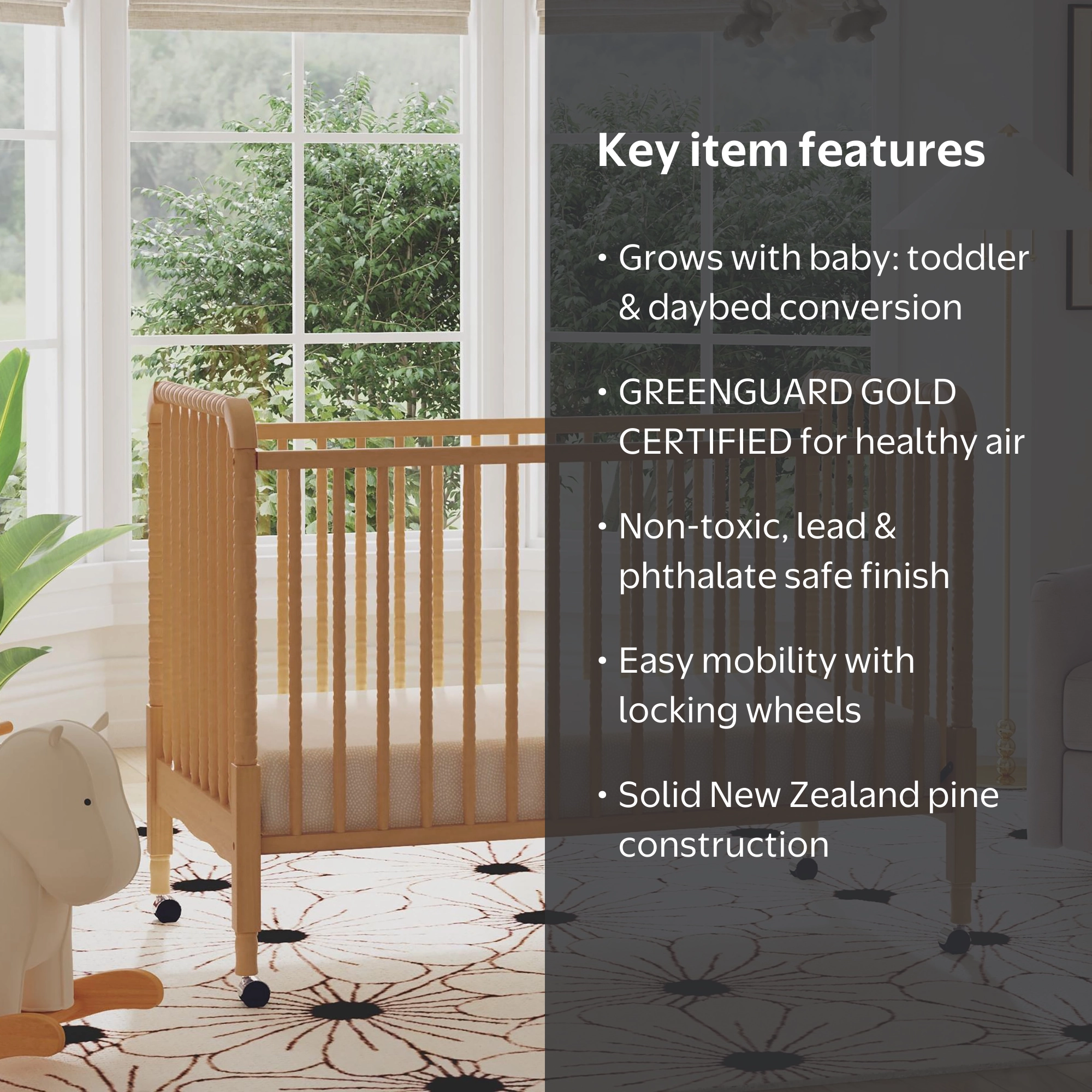 daVinci Jenny Lind 3-in-1 Convertible Stationary Crib in Honey
