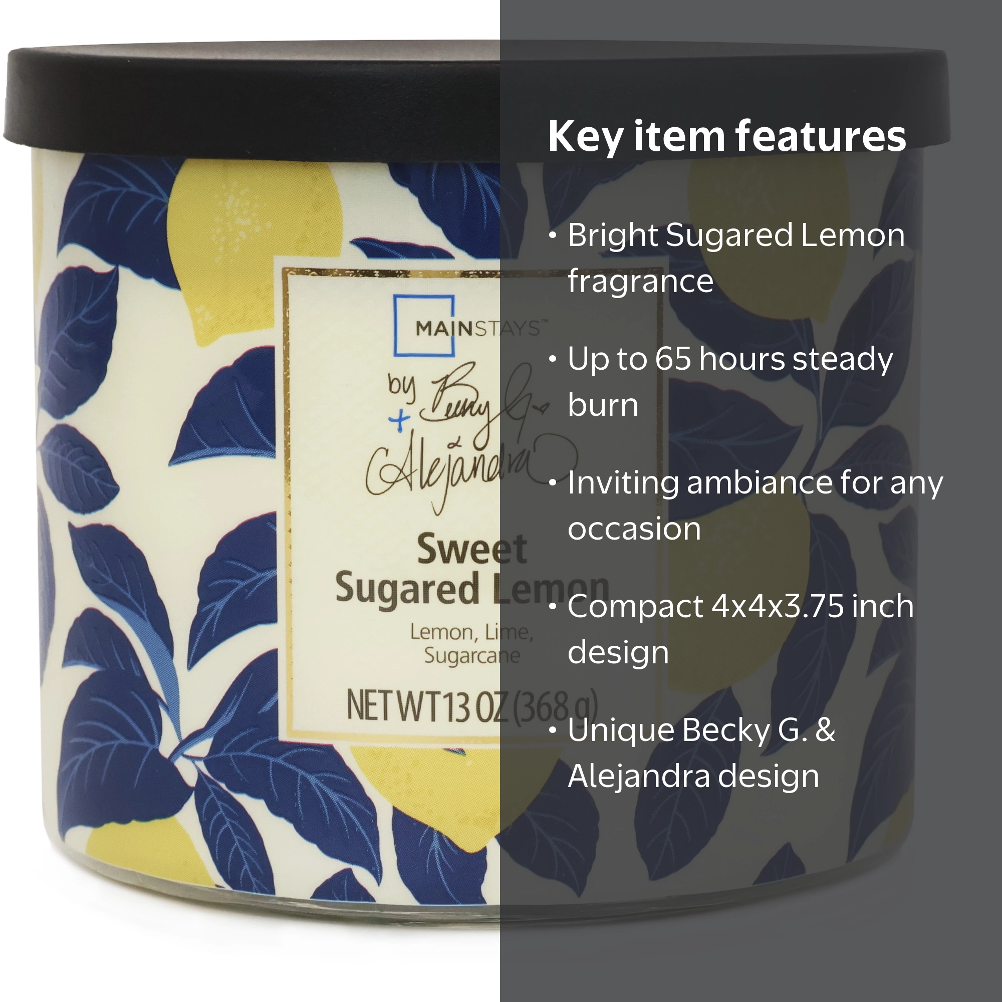 Mainstays by Becky G. & Alejandra 3-Wick Sweet Sugared Lemon