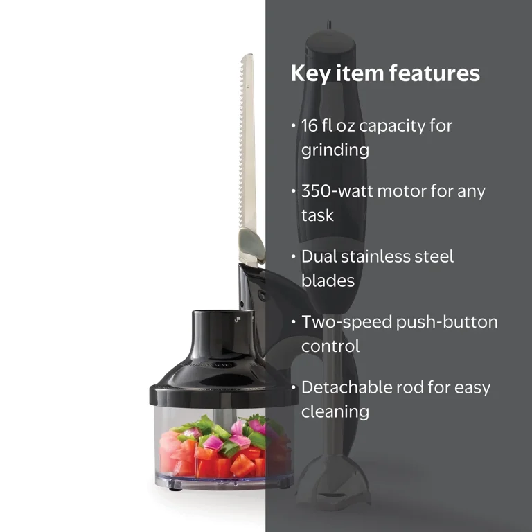Oster Food Prep Kit 350W with Immersion Blender, 2-Cup Mini Food